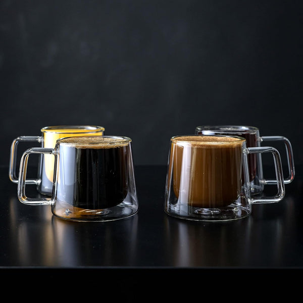 Double-Wall Glass Coffee Mug Set