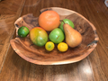 Live Edge Hand-Carved Teak Bowl — Hand-carved teak root bowl with live edge and food-safe beeswax finish