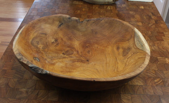 Close-up of material and construction detail — Live Edge Hand-Carved Teak Bowl