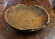 Live Edge Hand-Carved Teak Bowl — interior bowl detail showing depth and grain