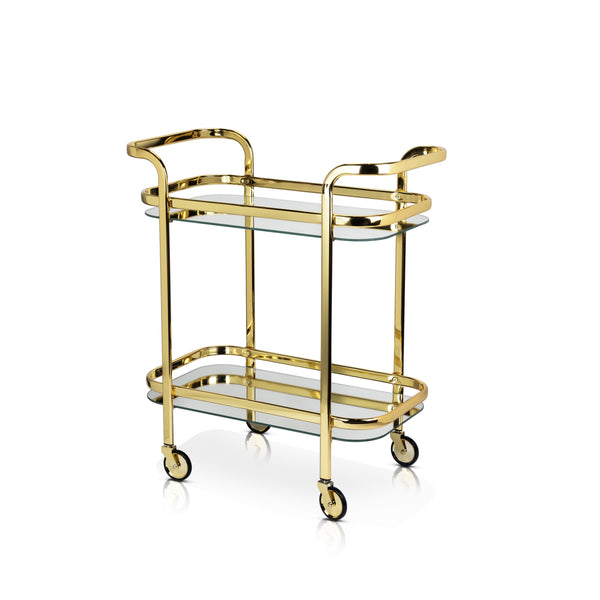 Gold-Finish Mirrored Two-Tier Bar Cart