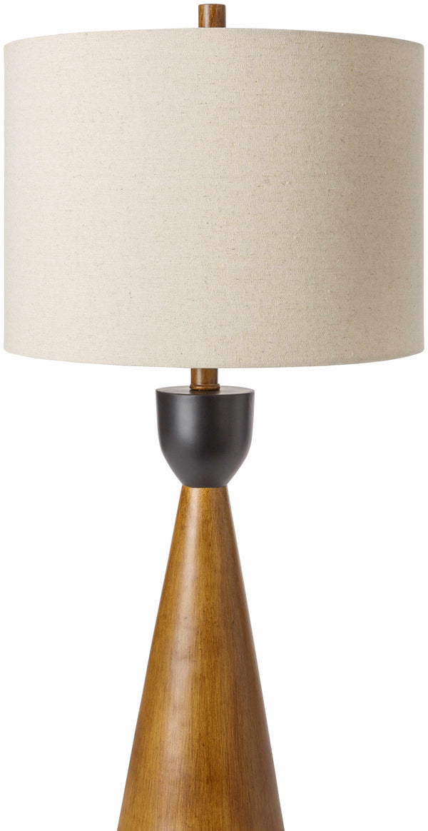 Wood-Grain Cone Table Lamp