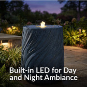 Spiral-Textured Polystone Outdoor Fountain