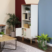 Mid-Century Cabinet Bookshelf with Storage