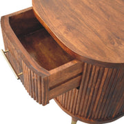 Ribbed Mango Wood Brass-Tipped Nightstand