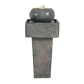 Cement-Finish Column Outdoor Fountain