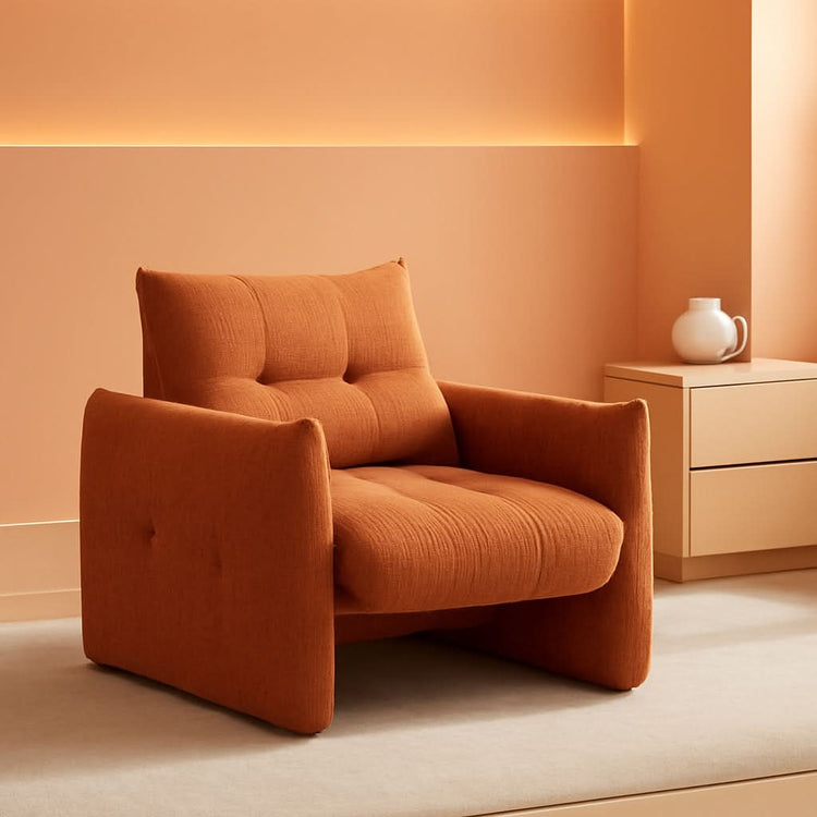 Button-Tufted Sherpa Accent Chair