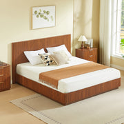 Fluted Walnut-Finish King Bed Frame