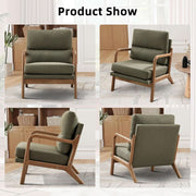 Mid-Century Linen Upholstered Accent Chair