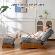 Grey Adjustable Accent Chair Featuring Plush Ottoman