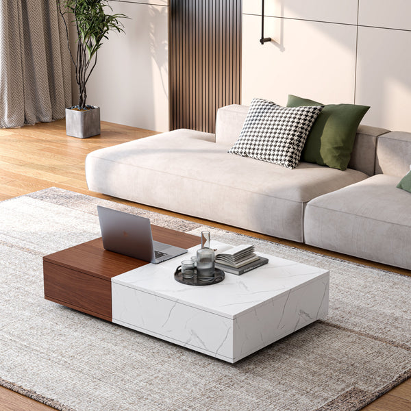 Marble-Finish Two-Tone Storage Coffee Table — alternate view or variant option