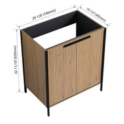 Fluted Wood-Grain Freestanding Bathroom Vanity