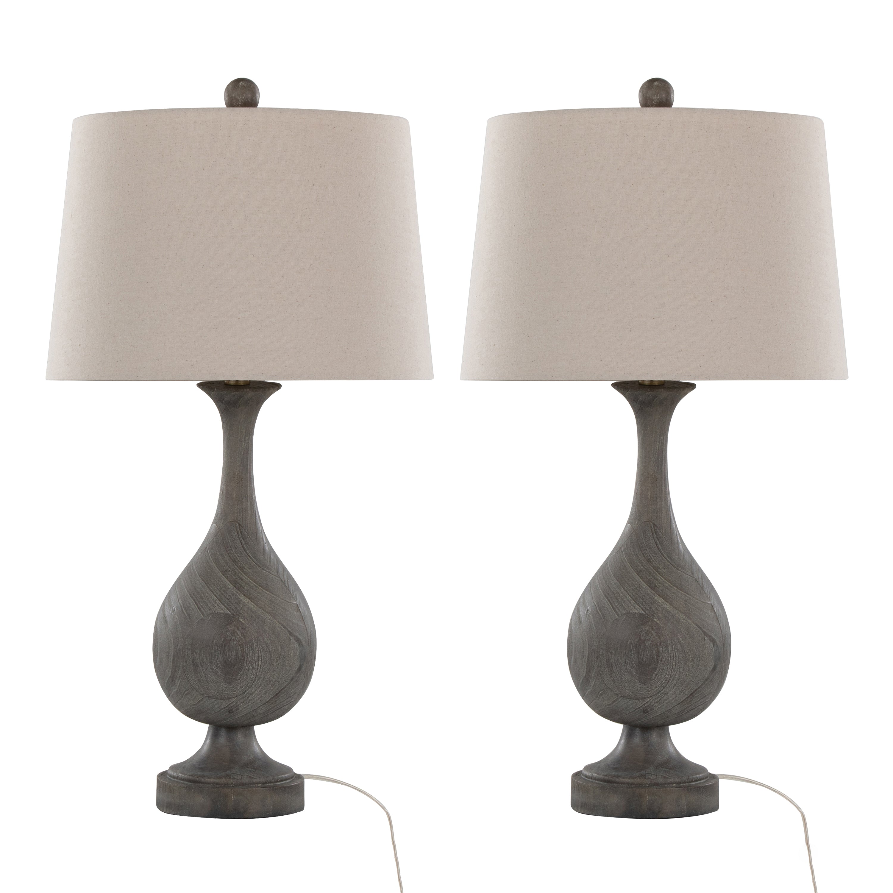 Polyresin Table Lamp in Acid Griffin Wood - Set of 2