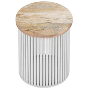 Fluted Metal Rod Round Accent Table