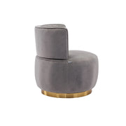 Channel-Tufted Velvet Swivel Accent Chair — close-up of label and production detail