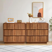 Fluted Walnut-Finish Three Drawer Dresser