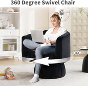 Channel-Tufted Velvet Swivel Armchair Set