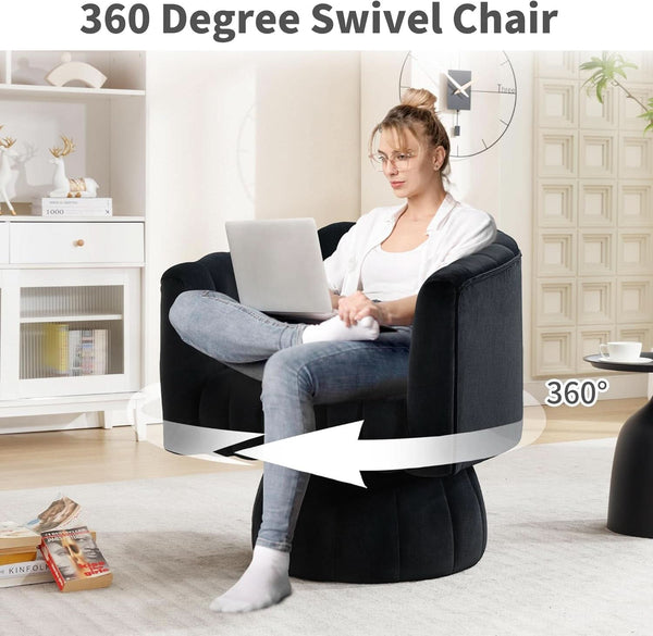 Channel-Tufted Velvet Swivel Armchair Set