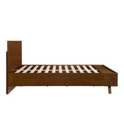Walnut Platform Queen Bed Frame with Footboard Storage