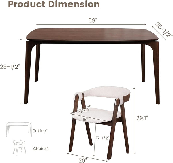 Walnut Veneer Dining Table and Chair Set