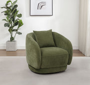 Olive Chenille Barrel Swivel Accent Chair