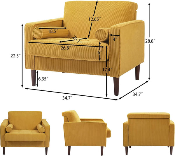Wide-Seat Corduroy Accent Chair – chair (view 2) | Roost & Roam