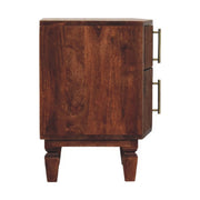 Fluted Mango Wood Two-Drawer Nightstand