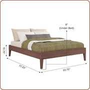 Dark Brown Wood-Grain Platform Bed Frame