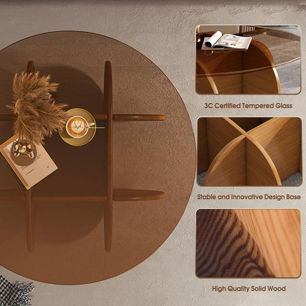 Smoked Glass Round Cocktail Table – cocktail table (view 3) | Roost & Roam