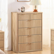 Fluted Wood-Grain Six-Drawer Dresser – chest (view 3) | Roost & Roam