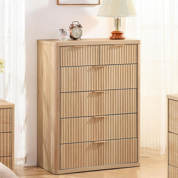 Fluted Wood-Grain Six-Drawer Dresser – chest (view 3) | Roost & Roam