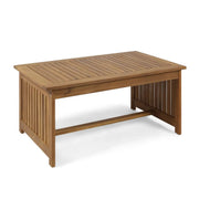 Slatted Acacia Outdoor Coffee Table styled in an outdoor living space