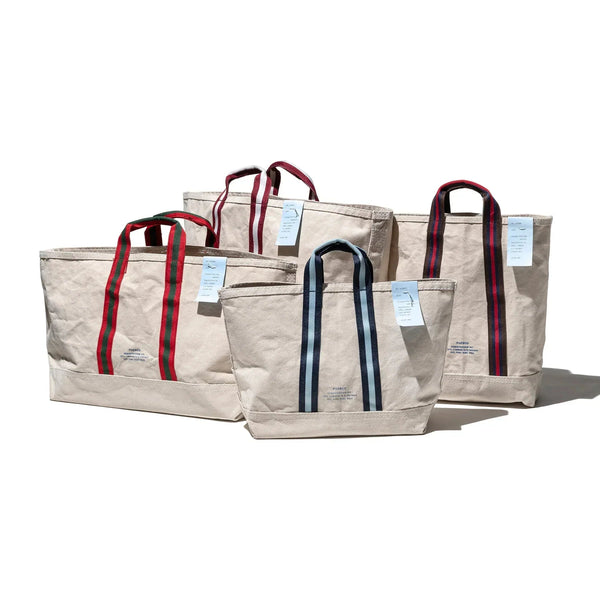 Recycled Canvas Striped Belt-Handle Tote