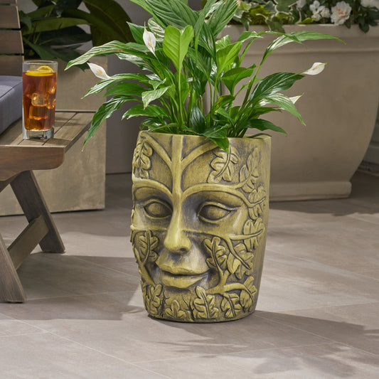 Green Man Cast Stone Garden Planter