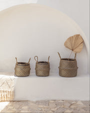 Chevron Seagrass Rope Storage Basket