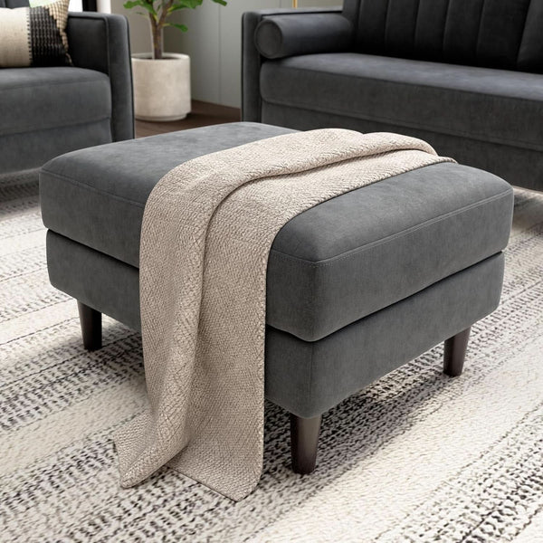 Iron Gray Chenille Storage Ottoman – ottoman (view 2) | Roost & Roam