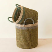 Olive Woven Hemp Floor Basket Set