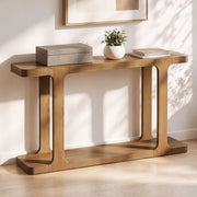 Walnut Finish Console Table with Bottom Shelf, 50 in