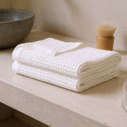 Waffle-Weave Cotton Bath Towel Set