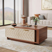 Dual-Tone Chevron Extendable Storage Coffee Table