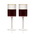 Ribbed Crystal Gold-Rim Wine Glasses