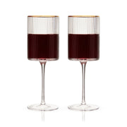 Ribbed Crystal Gold-Rim Wine Glasses