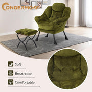 Tufted Velvet Lounge Chair with Ottoman