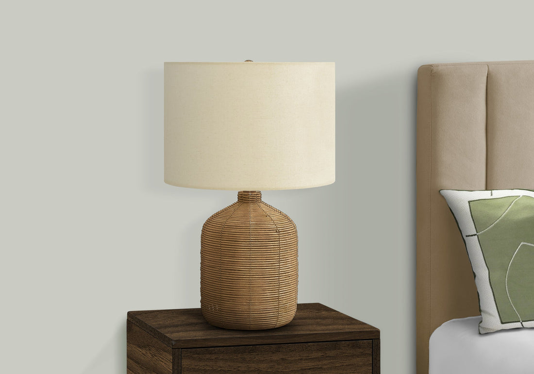 Coiled Rattan Jug Table Lamp