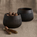 Chisel-Carved Wood Serving Bowl