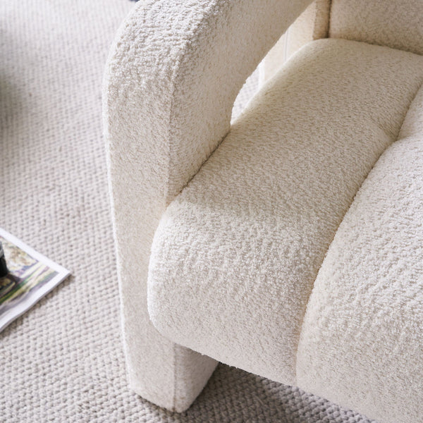 Close-up of material and construction detail — Boucle Upholstered Accent Chair