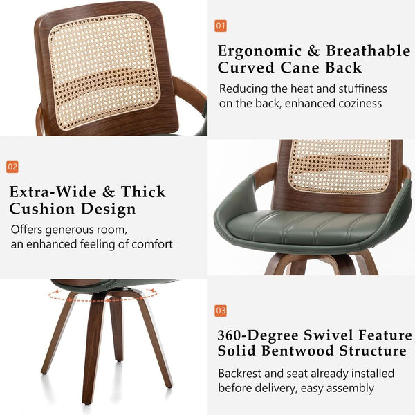 Cane Back Swivel Dining Chair Set – dining room set (view 3) | Roost & Roam