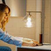 Gold Glass Globe Desk Lamp