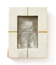 White Marble Brass Inlay Picture Frame