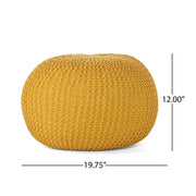 Knitted Cotton Round Pouf Ottoman